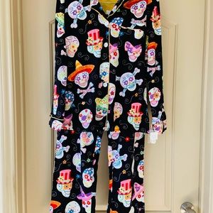 💀Nick & Nora Sugar Skull Day of the Dead Cinco de Mayo Halloween Fiesta Pajamas